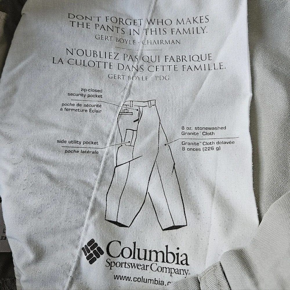 Columbia Sportswear 8oz Granite Cloth Active  Utility pants 42x27